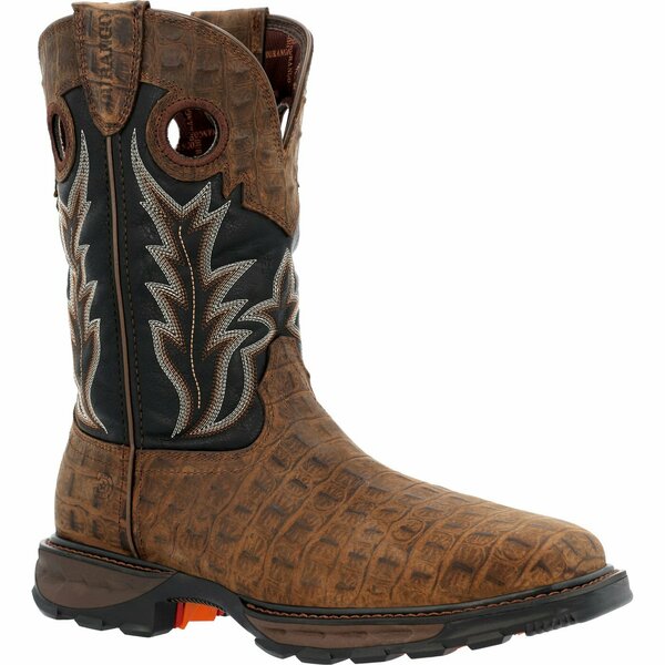 Durango Maverick XP Steel Toe Western Work Boot, BROWN GATOR PRINT/BLACK, W, Size 11 DDB0456